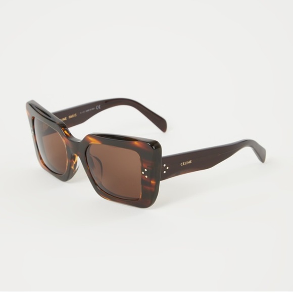 Celine CL40156U Havana Tortoise Square Sunglasses - Picture 1 of 5